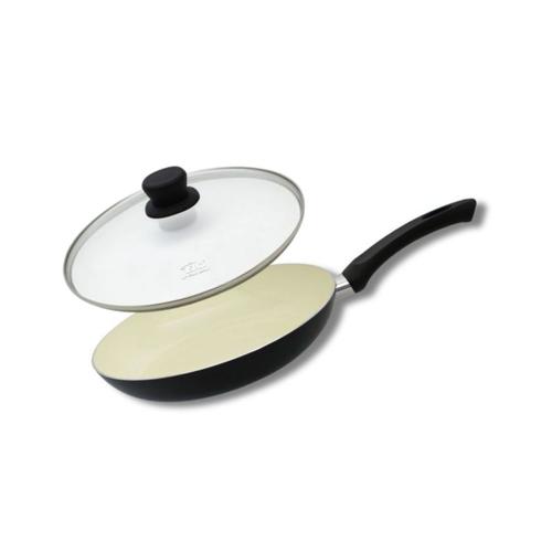 Elo 9805650 Set Poêle Aluminium Et Couvercle De Cuisson En Verre, Poêle Tous Feux, Poêle Induction, Poêle De Cuisson, Poêle Sans Pfas, Aluminium, Céramique, Acier Inoxydable, Verre, Plastique, 28 Cm