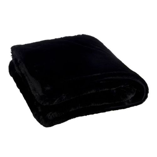 Paris Prix - Plaid Imitation Fourrure "Cutie" 130x180cm Noir