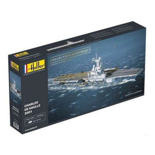 Heller - Maquette Bateau Charles De Gaulle 2001 - Echelle 1/400 - 140 Pieces - Collection Historique