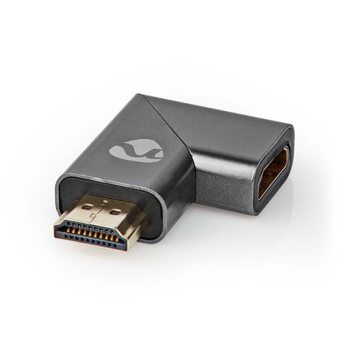 Nedis Adaptateur HDMI? HDMI Mâle / HDMI? Connecteur HDMI Femelle / Sortie HDMI ? Plaqué or Coudé à droite Aluminium Gris bronze 1 pièces Sachet avec Fenetre