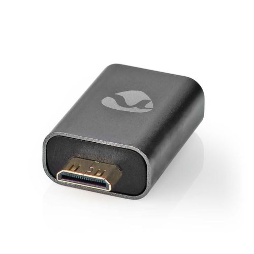 Nedis Adaptateur HDMI? HDMI Mâle / HDMI? Mini Connecteur HDMI Femelle / Sortie HDMI ? Plaqué or Droit Aluminium Gris bronze 1 pièces Sachet avec Fenetre