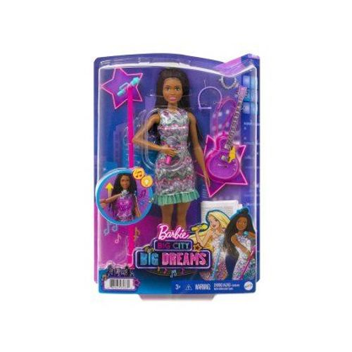 Poupee Barbie Brooklyn Pop Star Musique Son Et Lumiere - Chanteuse Avec Guitare Et Micro - Set Jouet Fashion Fille + Carte