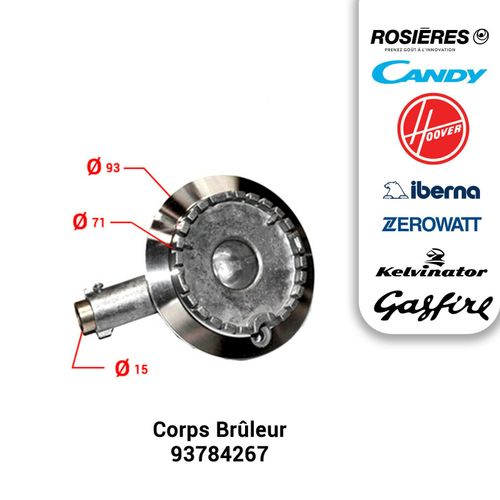 Corps de brûleur pour table de cuisson ROSIERES CANDY 93784267