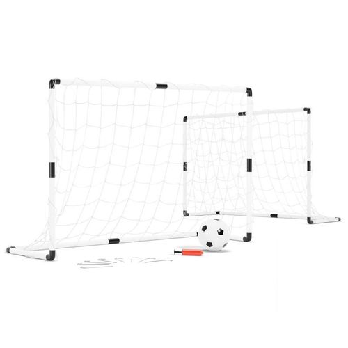 2 Cages De Foot Pour Enfant 120 X 80cm, 1 Ballon Et Pompe Inclus, Intérieur/Extérieur - Blanc