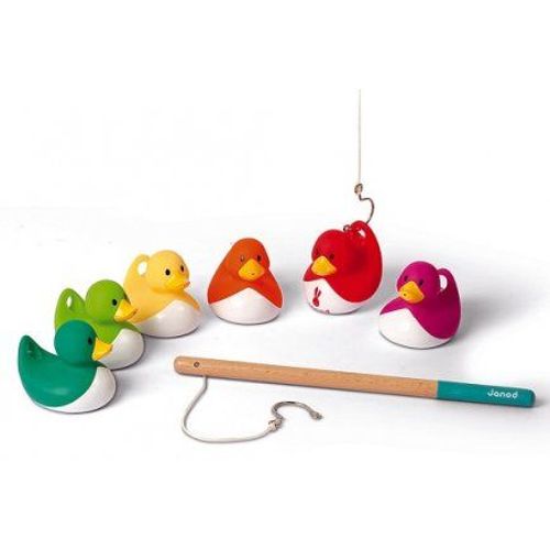 Jeu De Peche A La Ligne Ducky (6 Canards Plastique Aspergeurs + 2 Cannes Bois + Filet) - Jouet Bain, Plein Air - Anniversaire, Kermesse - Enfant 2 A 5 Ans