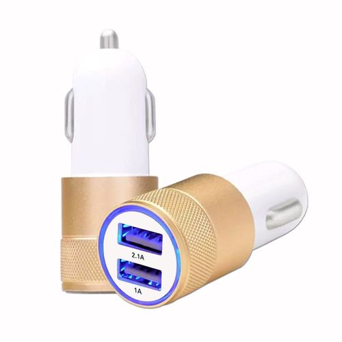 Chargeur Allume-Cigare Usb Or Gold De Voiture Double Ports Ultra Rapide Usb X2 Car Charger 12/24v ** Aux Normes Ce ** Compatible Pour Zte Axon 20 5g