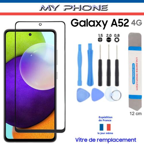 Pour Samsung Galaxy A52 4g Verre Noir Vitre Avant Écran Réparation Remplacement Sm-A525f +Kit 8 Outils +Lame Ouverture Type Isesamo
