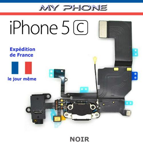 Connecteur De Charge Apple Iphone 5c Noir + Microphone + Antenne + Jack - Dock Port Micro Usb Nappe Flex