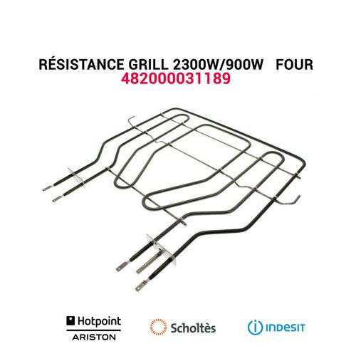Résistance grill 2300/900W - 482000031189 - Four Hotpoint Ariston Scholtes