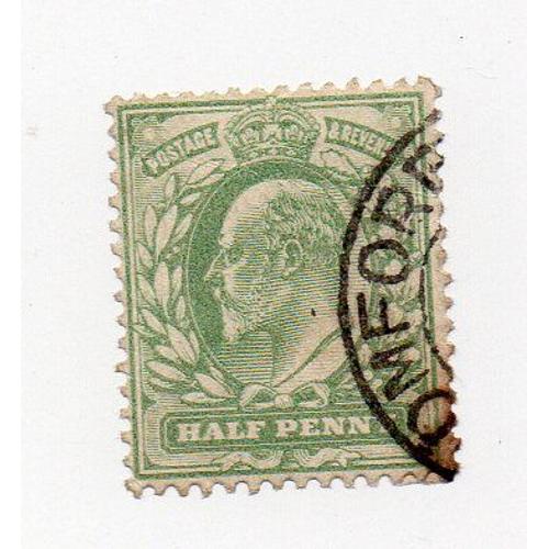 Royaume-Uni- 1 Timbre Oblitéré- Roi George V - Faciale Half Penny- Vert