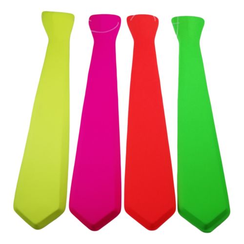 Cravate Homme Fluo Uni 47,5 Cm Plastique Fixation Facile Élastique Déguisement