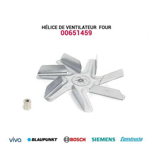 Hélice de ventilateur four - 00651459 - Bosch Siemens Viva Blaupunkt Constructa