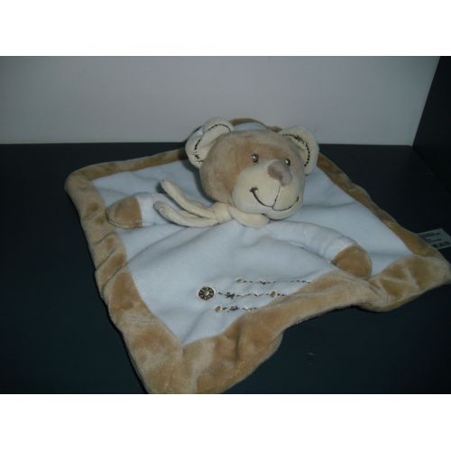 Doudou Plat Ours Marron-Bleu Simba