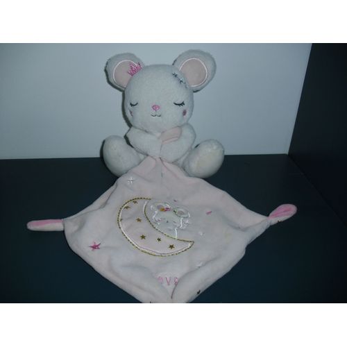Doudou Ours Mouchoir Brodé Lune Simba