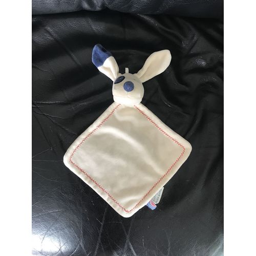 Doudou Plat Chien Blanc Tache A L'oeil Sucre D'orge