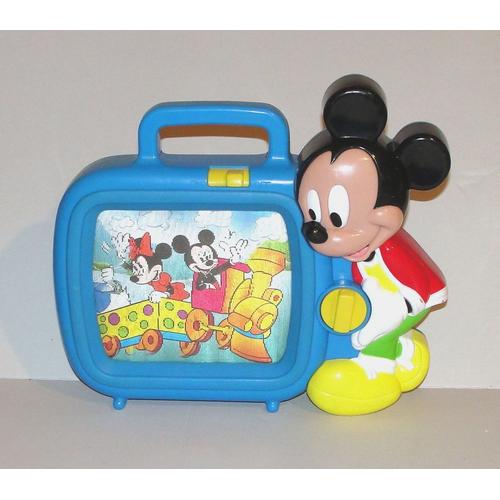 Boite A Musique Mickey Television Musicale Bleu Disney Image Qui Defilent Berceuse Animé Vintage