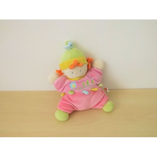 Doudou Fille Semi Plat Rose Avion Nicotoy