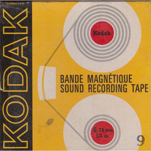 bande magnètique sound recording tape 9 kodak vierge - 6,25 mm 1/4 in. dans son étui 155x155