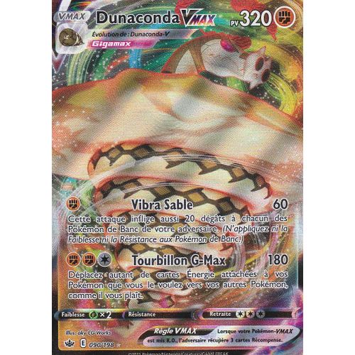 Carte Pokemon - Dunaconda Vmax - 090/198 - Ultra-Rare En Full Art - Épée Et Bouclier 6 - Règne De Glace - Eb6 - Vf