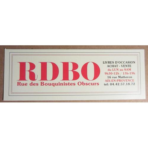 Marque Page Rdbo Rue Des Bouquinistes Obscurs 14,9/5,3cm