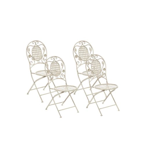 Lot De 4 Chaises De Jardin Blanc Cassé Bivio