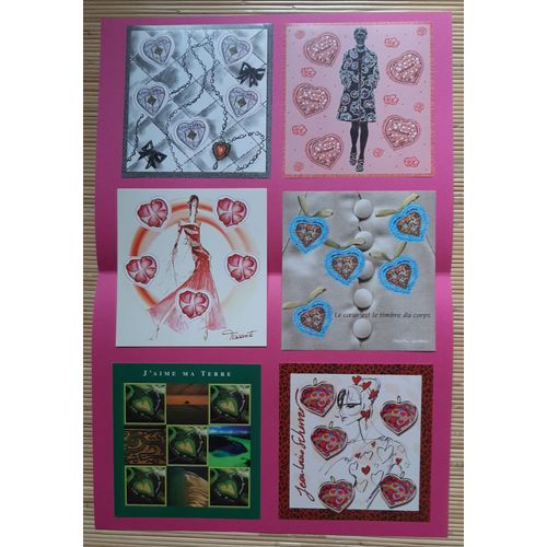 Lot De 6 Feuillets De 5 Timbres "Coeurs De La Saint Valentin"