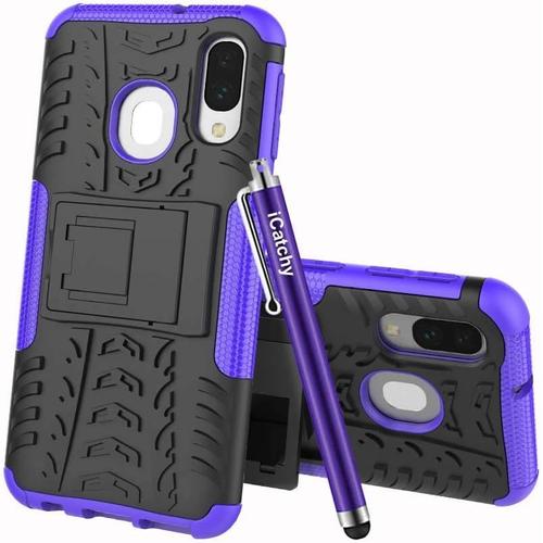 Coque Pour Galaxy A40 - Coque De Téléphone Hybride Robuste - Résistante Aux Chocs - Béquille De Protection Arrière Pour Samsung Galaxy A40 Violet