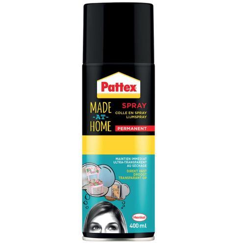 PATTEX COLLE EN SPRAY PERMANENT 4015000431828 HENKEL MADE AT HOME TRANSPARENT AEROSOL GLUE MAISON BRICOLAGE AUTO 400ML TRAVAUX COMASOUND KARTEL CSK ONLINE