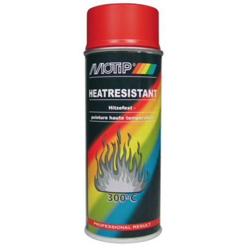 MOTIP HEAT RESISTANT RED 8711347088423 PEINTURE AEROSOL 400 ML 300°C ROUGE 04040 MOTEUR BBQ POELE ECHAPEMENT SPRAY PAINT COMASOUND KARTEL CSK ONLINE