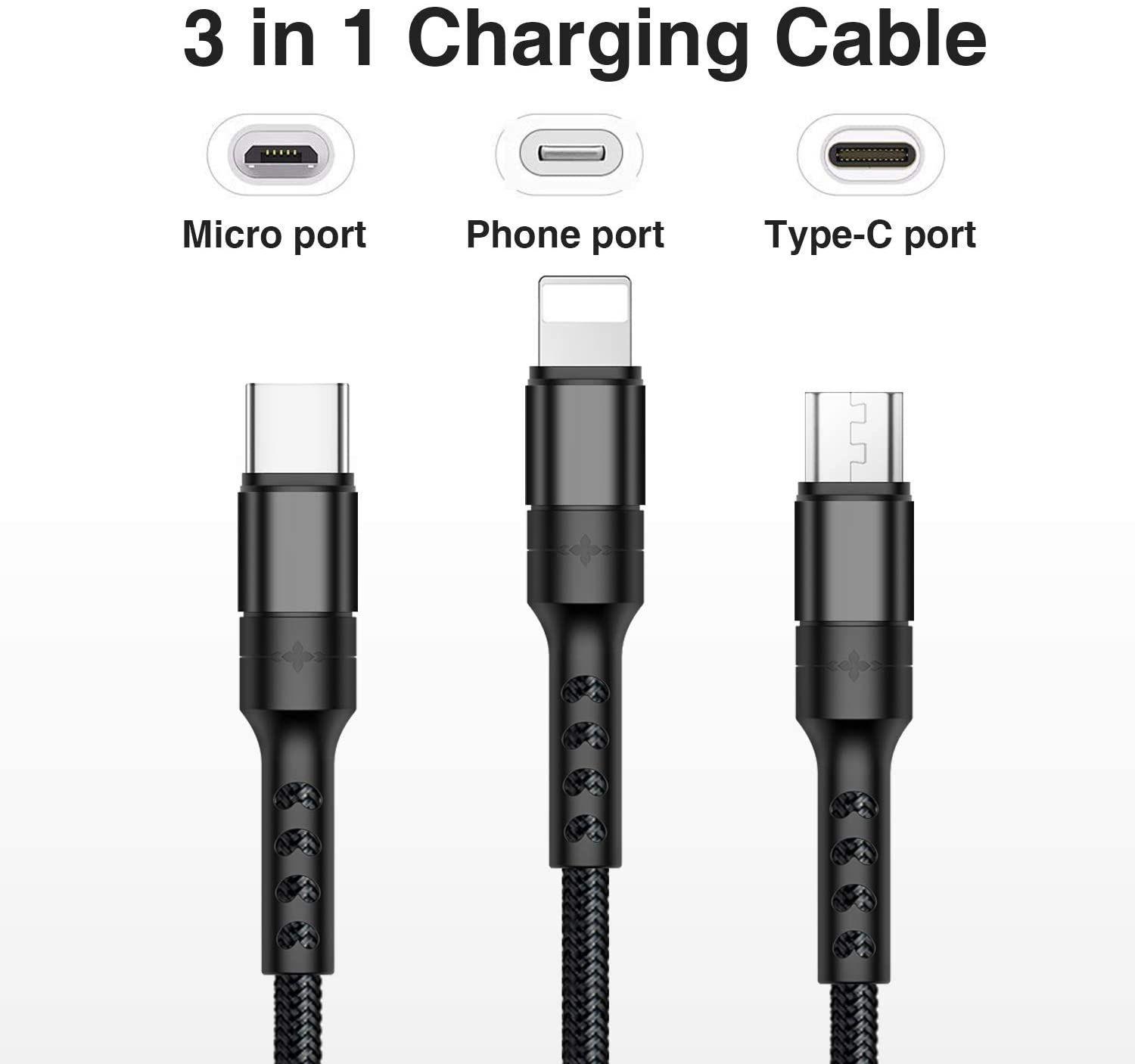 INECK® Câble Multi embout USB Chargeur USB Câble pour Samsung Galaxy  S10/S9/S8, Huawei p30/P20, Honor, Xiaomi, OnePlus, Wiko, Kindle 1.2M