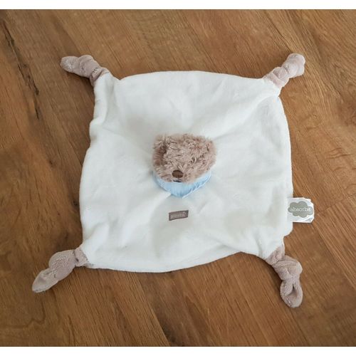 Doudou Ours Ocatve Absorba Plat Blanc Ecru Beige Bleu Peluche Jouet Bebe Naissance L'ourson Nounours