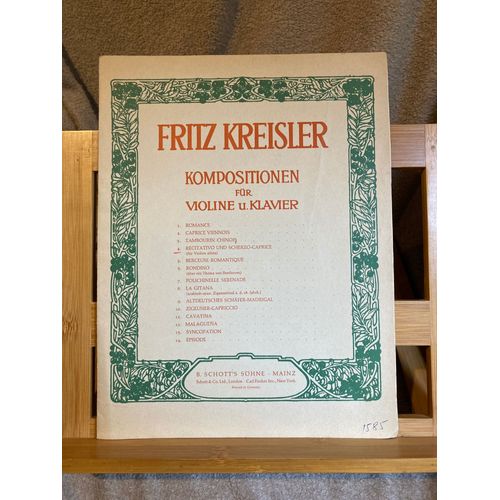 Kreisler Recitativo Et Scherzo-Caprice Pour Violon Seul Opus 6 Partition Schott