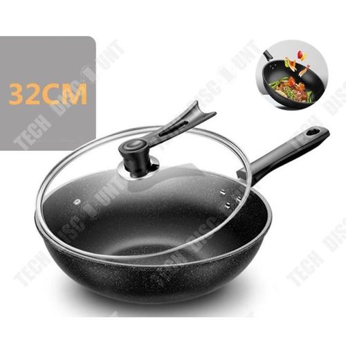 Td® Wok Antiadhésive En Acier Inoxydable Pour Cuisinière À Gaz , Electrique, À Induction Universelle