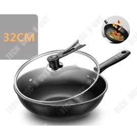 Td® Wok Antiadhésive En Acier Inoxydable Pour Cuisinière À Gaz , Electrique, À Induction Universelle