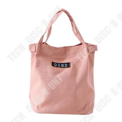 TD® Sac de pique-nique en toile de coton couleur pure- Rose pale - Sac Multifonctionnel portable isolé- Sac à lunch