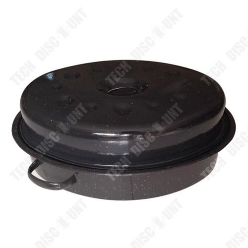 Td® Marmite Ustensiles De Cuisine Accessoires Cuisson Plat Chaud Vapeur Acier Émaillé Noir Revêtement Antiadhésif