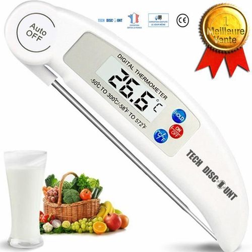 Td® Thermomètre De Cuisine Sonde Alimentaire Pliable Acier Inoxydable Lecture Instantanée Ecran Lcd Anti-Corrosion Cuisson Parfaite