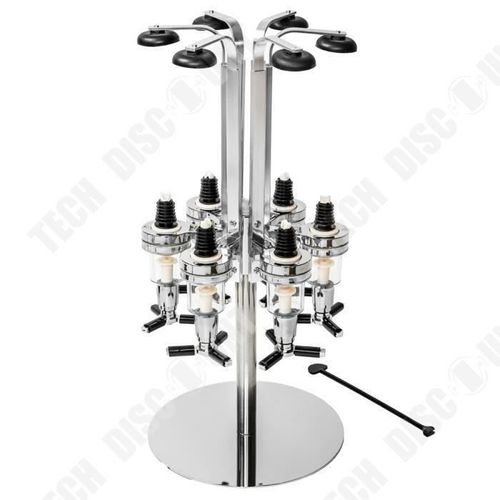 Td® Support 6 Bouteilles Design Avec Doseur Alcool En Aluminium/ 6 Têtes Verseur De Vin En Bouteille Sur Table