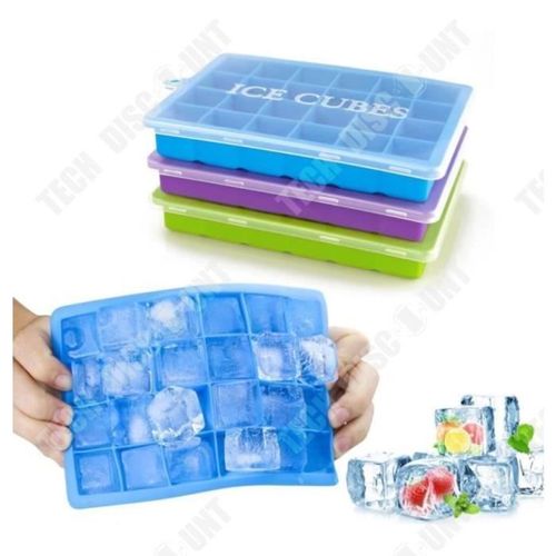 Td® Bac À Glaçons En Silicone Avec Couvercle/ 3 Pièces Moule À Glaçons Démoulage Facile/ Plateau À Glaçons/ 24 Cubes De Glace