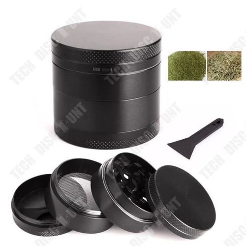 Td® Broyeur Moulin Herbe Épice 4 Parties Broyage Grinder Tamis Hachoir 4 Parties/ Utile / Compact/ Mouliner/ 55 Mm/ 4 Couches /Noirs