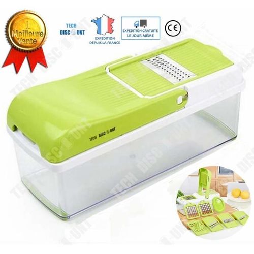 Td® Coupe-Légumes Multi Fonctionnel Pour Ménage Blanc Et Vert ,Pomme De Terre Déchiqueteuse Râpe Râpe Trancheuse Essuie-Glace Coupe