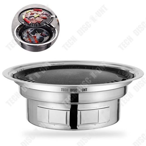 Td® Barbecue Poêle Acier Inoxydable Ménage Charbon De Bois Extérieur Gril Outil Rond Antiadhésif Charbon De Bois Grillé Pot De Barbe