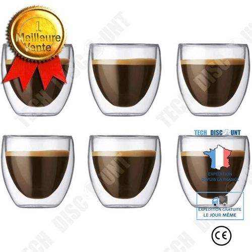 Td® Coffret De 6 Tasse À Café/Expresso/Espresso En Verre - 80 Ml - Set/Tasses À Café Double Paroi, Tasse Expresso Originale Thé
