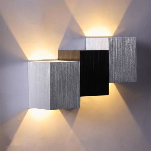 Applique Murale Led En Aluminium - Tomtop - Carré - Noir - 40w - E27 - Extérieur