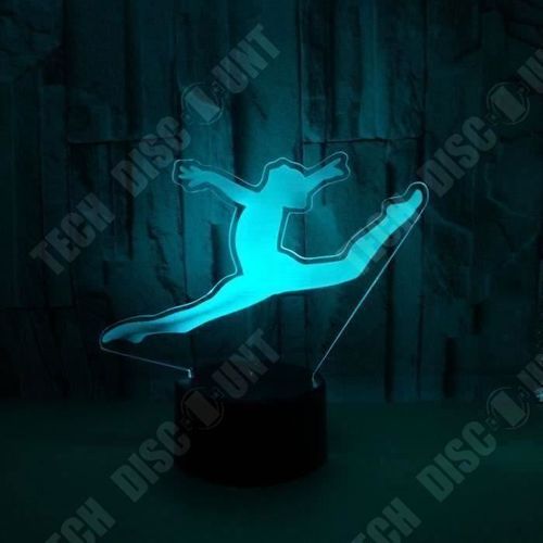 TD® Lampe optique poser décoratif tactile 7 couleurs illusion optique - modèle gymnaste - faible consommation câble USB 3 piles AAA