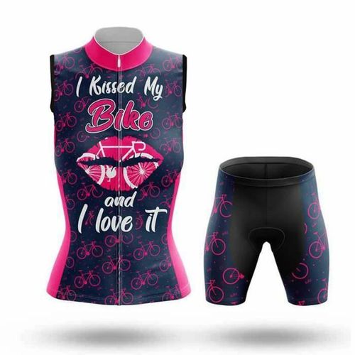 I Kissed My Bike Maillot Spécial De Cyclisme Route Femme Sans Manches Été Loisir Et Cuissard À Cycliste Vélo Gel Epais Vetement Vtt