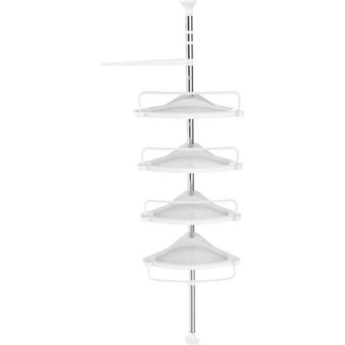 120-300 Cm Etagère D'Angle Télescopique Salle De Bains Avec 4 Tablettes Et Crochets