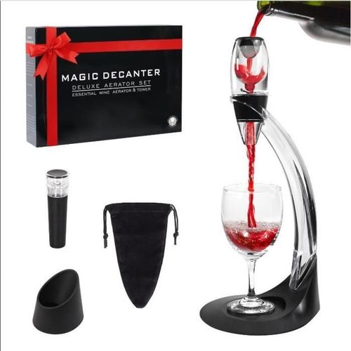 Aérateur À Vin Avec Support, Magic Décanteur À Vin Avec Vin Filtre, Support Anti-Gouttes, Bouchon À Vin, Pochette En Velours