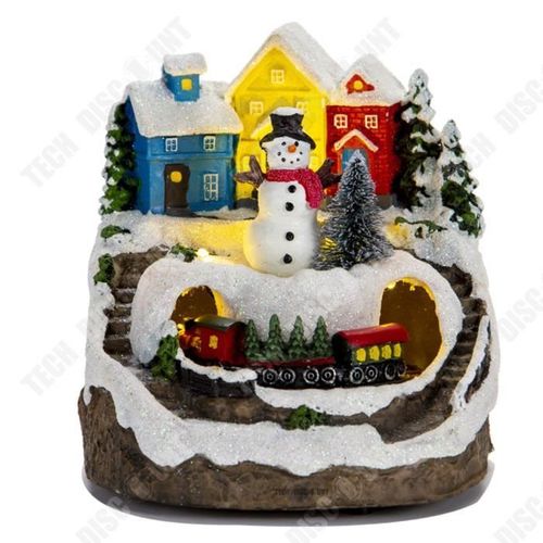 TD® Nouvelle musique lumineuse de noël, petite maison lumineuse, ornements en résine, décorations cadeaux électriques de noël