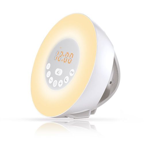 CONFO® réveil aube simulateur radio son naturel luminothérapie nature design sérénité fonction snooze lumière colorée veilleuse blue